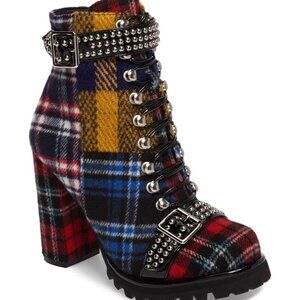 Jeffrey Campbell Multicolor Lilith Plaid Heeled Boots, 10